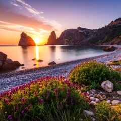 Sunrise over a tranquil beach