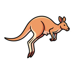 Orange kangaroo jumping with black outline and white background marsupial animal