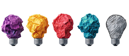 Crumpled paper light bulbs in various colors (2)