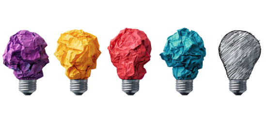 Crumpled paper light bulbs in various colors (2)