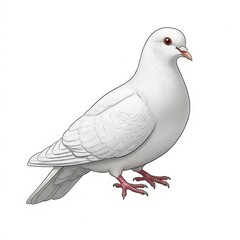 Obraz premium A white dove bird isolated on white background, symbolizing peace and purity