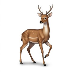 Obraz premium A majestic male deer with large antlers standing gracefully isolated on white background