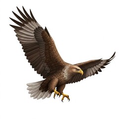 Obraz premium Majestic bald eagle in flight, isolated on white background