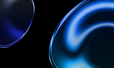 Abstract Blue Liquid Glass Swirls - Futuristic Iridescent Background Texture

