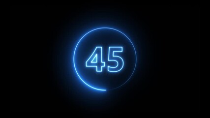 Abstract 45 neon text animation. Animation of glowing neon number text animation with alpha channel. Neon text 45 number icon on black background. 4k video - Powered by Adobe