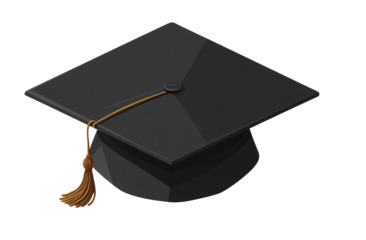 Dark gray graduation cap, square top, tan tassel