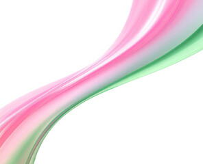 Obraz premium Abstract flowing ribbons of soft pink and mint green on a black background. The ribbons curve and blend, creating a dynamic, ethereal design