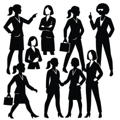 Obraz premium Collection of diverse female business professionals posed in silhouette isolated on white background