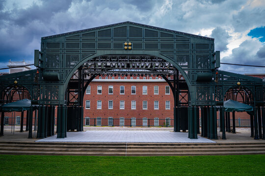 Boarding House Park in Lowell, Massachusetts, a popular grassy outdoor concert venue set on the historic grounds of former cotton mills