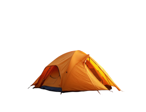 Orange camping tent silhouette