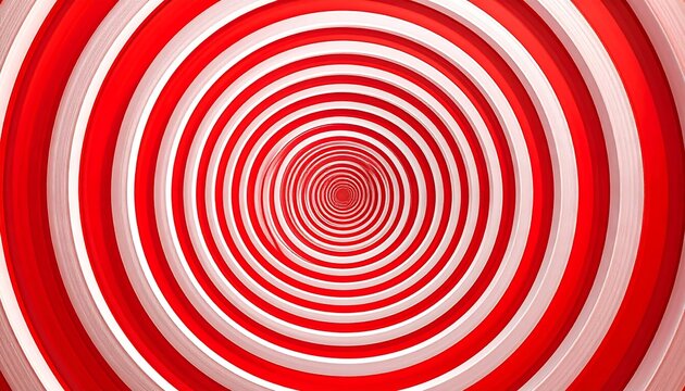 A vibrant, concentric circles design displays a dynamic pattern of red and white stripes that create an eye-catching and hypnotic effect. - Powered by Adobe