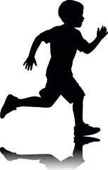 Vector vector art of silhouette of a boy running transparent background