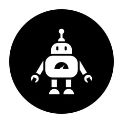 black and white illustration of robot icon