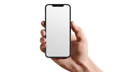 Hand holding a smartphone with a blank screen (9)