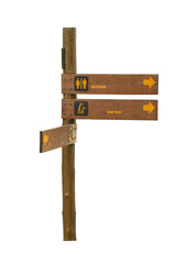 old wooden sign isolated on white background. This has clipping path.