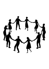 Silhouette of People Holding Hands in a Circle
