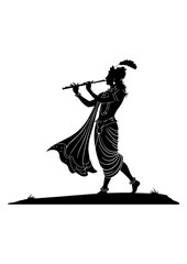 Silhouette of a Traditional Indian Musician Playing the Flute