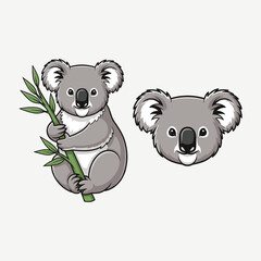 Koala Illustration Fullbody and Face