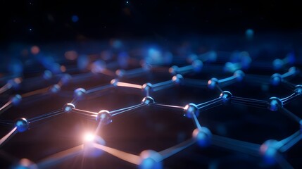 Perspective view of a glowing graphene lattice in 3D space