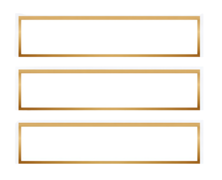 Three blank golden-framed rectangular boxes stacked vertically