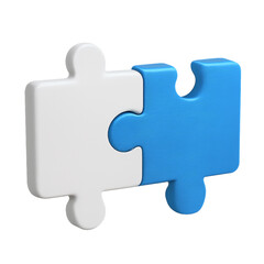 Połączone puzzle. Koncepcja partnerstwa, rozwiązania, strategii i współpracy. Biznesowa ikona 3D, symbolizująca integrację i synergię.