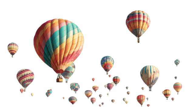 Colorful hot air balloons in a vibrant sky