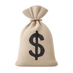 Worek na pieniądze z symbolem dolara. Koncepcja bogactwa, zysku, oszczędności i inwestycji. Ikona 3D.