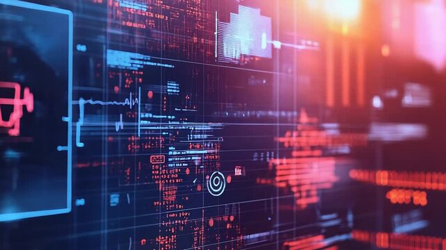 Futuristic interface displaying vital signs and data analysis