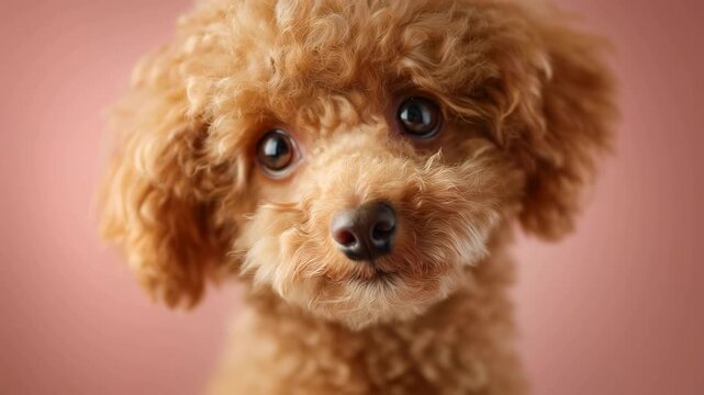 子犬のトイプードルが愛らしく見つめる