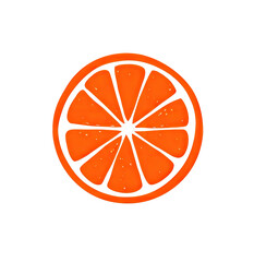 Circular orange slice graphic.  Vibrant orange fruit section,  detailed segments