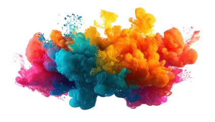 Colorful ink explosion against black background