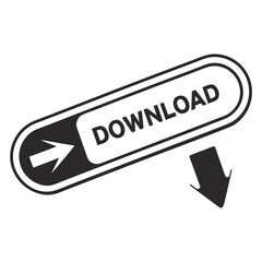 Black and white graphic of a download button with an arrow pointing to the right and another arrow pointing down