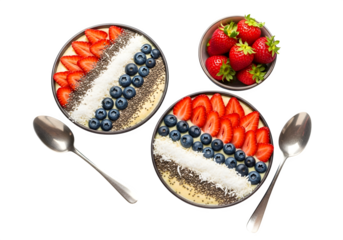 Easter eggs with a spoon on a plate with sweet and delicious dessert fruits.