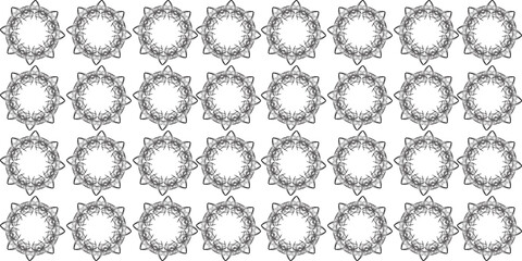 Intricate Black and White Geometric Mandala Pattern Repeating Design.