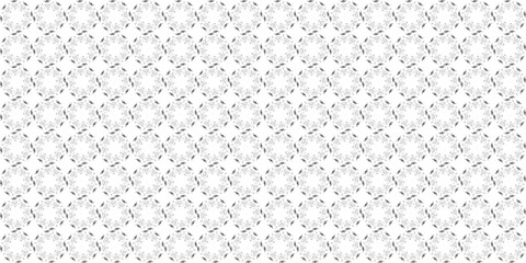 Seamless Geometric Pattern with Abstract Floral Elements in Gray Tones.