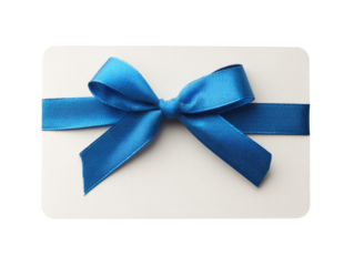 Gift card with blue ribbon bow