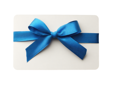 Gift card with blue ribbon bow