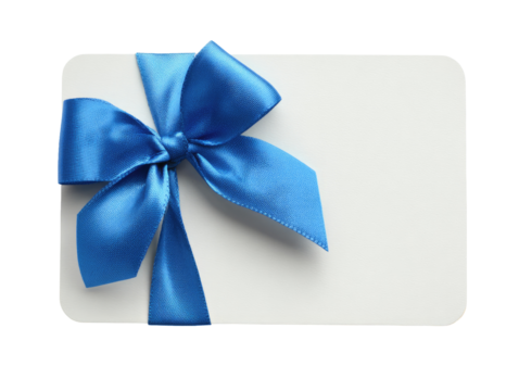 Blank gift certificate with royal blue ribbon bow - Powered by Adobe