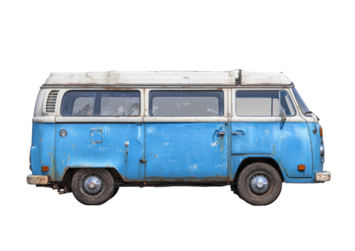 Rusty vintage camper van profile