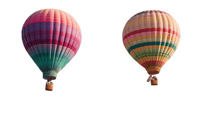Two colorful hot air balloons against a black background