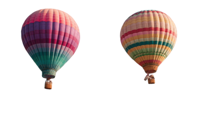 Two colorful hot air balloons against a black background