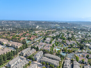 Fototapeta premium Aerial view of Del Mar Neighborhood, San Diego County, California, United States, located next the coast of the Pacific Ocean
