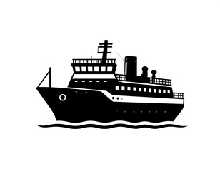 Obraz premium Simple black silhouette of a ship on water