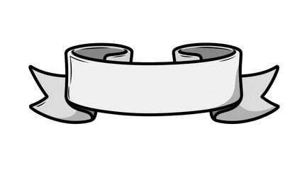 Blank ribbon banner, gray-scale, vintage style