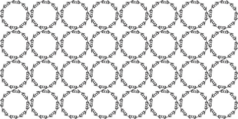 Repeating Floral Wreath Pattern in Black and White.