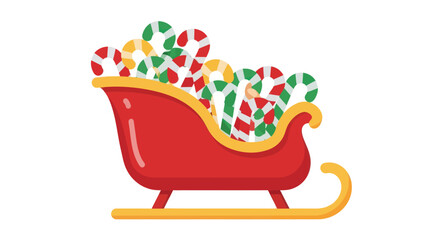 Red Christmas Sleigh Overflowing with Candy Canes.