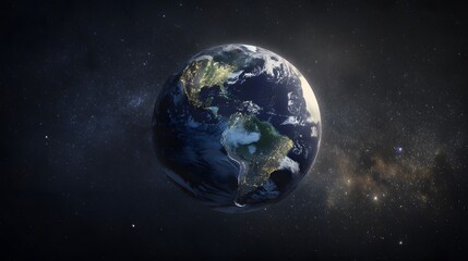 Naklejka premium Earth seen in starry night sky