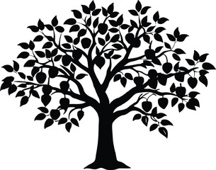 Obraz premium Apricot Tree Silhouette | Apricot Orchard Tree Vector