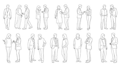 CAD People Outlines Vector | Standing, Walking, Talking Human Figures for Architectural and Landscape Design