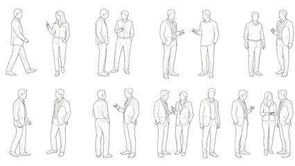 CAD People Outlines Vector | Standing, Walking, Talking Human Figures for Architectural and Landscape Design